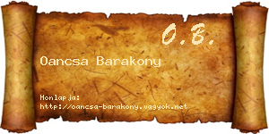 Oancsa Barakony névjegykártya